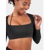imageYEOREO Long Sleeve Crop Tops for Women Square Neck Workout Yoga Cropped T Shirt Top Padded Halter Neck with DetachableBlack