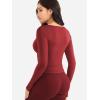 imageYEOREO Long Sleeve Workout Tops for Women Padded Deep V Neck Double Lined Impact Tops Agniee Slim Fit Gym Athletic ShirtsScarlett Red