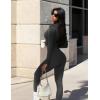 imageYEOREO Women Long Sleeve Workout Jumpsuit Zip Up Romper Bottom Pants Bodysuit Bodycon Sexy One PieceAsh