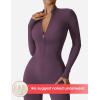 imageYEOREO Women Long Sleeve Workout Jumpsuit Zip Up Romper Bottom Pants Bodysuit Bodycon Sexy One PieceBlack Berry