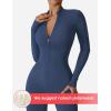 imageYEOREO Women Long Sleeve Workout Jumpsuit Zip Up Romper Bottom Pants Bodysuit Bodycon Sexy One PieceDark Blue