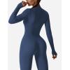 imageYEOREO Women Long Sleeve Workout Jumpsuit Zip Up Romper Bottom Pants Bodysuit Bodycon Sexy One PieceDark Blue
