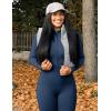 imageYEOREO Women Long Sleeve Workout Jumpsuit Zip Up Romper Bottom Pants Bodysuit Bodycon Sexy One PieceDark Blue
