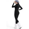 imageYEOREO Women Long Sleeve Workout Jumpsuit Zip Up Romper Bottom Pants Bodysuit Bodycon Sexy One PieceFleece Black