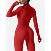 imageYEOREO Women Long Sleeve Workout Jumpsuit Zip Up Romper Bottom Pants Bodysuit Bodycon Sexy One PieceScarlet