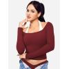 imageYEOREO Long Sleeve Shirts for Women Fitted Workout Tops Double Lined Basic Undershirt Square Neck Y2K Going Out TopsAnchor Red