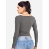 imageYEOREO Long Sleeve Shirts for Women Fitted Workout Tops Double Lined Basic Undershirt Square Neck Y2K Going Out TopsGraphite Gray