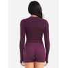 imageYEOREO Women Workout Gym Tops Basic Long Sleeve Shirt Slim Fitted Breathable Stretchy Active Running Yoga Crop TopsBlack Cherry