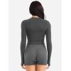 imageYEOREO Women Workout Gym Tops Basic Long Sleeve Shirt Slim Fitted Breathable Stretchy Active Running Yoga Crop TopsDark Grey