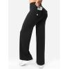 imageYEOREO Women Workout Straight Leggings with Pockets Hidden Scrunch High Waist Casiey Cargo Gym Yoga Wide Leg SweatpantsBlack