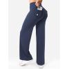 imageYEOREO Women Workout Straight Leggings with Pockets Hidden Scrunch High Waist Casiey Cargo Gym Yoga Wide Leg SweatpantsNavy Blue