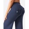imageYEOREO Women Workout Straight Leggings with Pockets Hidden Scrunch High Waist Casiey Cargo Gym Yoga Wide Leg SweatpantsNavy Blue