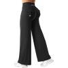 imageYEOREO Women Workout Straight Leggings with Pockets Hidden Scrunch High Waist Casiey Cargo Gym Yoga Wide Leg SweatpantsBlack