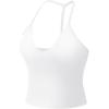 imageYEOREO Womens Impact Halter Tank Top Strappy Padded Halter Open Back Deep V Neck Builtin Bra Workout Gym Crop TopsWhite