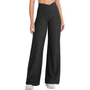 imageYEOREO Straight Leg Leggings for Women No Front Seam Workout Leggings 315quot Crossover High Waist Soft Eddiy Yoga PantsBlack