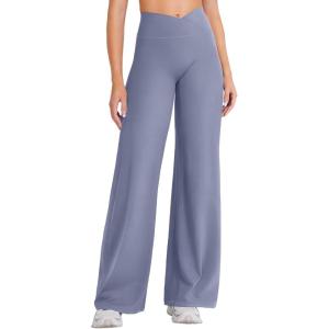 imageYEOREO Straight Leg Leggings for Women No Front Seam Workout Leggings 315quot Crossover High Waist Soft Eddiy Yoga PantsGranite Blue