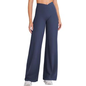 imageYEOREO Straight Leg Leggings for Women No Front Seam Workout Leggings 315quot Crossover High Waist Soft Eddiy Yoga PantsNavy Blue