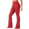 imageYEOREO Workout Mini Flare Leggings for Women Hidden Scrunch High Waisted Seamless Gym Leggings Brinklie 30quot Yoga PantsTomato Red