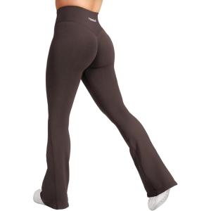 imageYEOREO Workout Mini Flare Leggings for Women Hidden Scrunch High Waisted Seamless Gym Leggings Brinklie 30quot Yoga PantsDark Brown