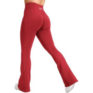 imageYEOREO Workout Mini Flare Leggings for Women Hidden Scrunch High Waisted Seamless Gym Leggings Brinklie 30quot Yoga PantsTomato Red