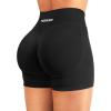 imageYEOREO Women Workout Gym Shorts Butt Lifting Invisible Scrunch 45quot Crossover Mid Rise Waistband Seamless Booty Biker ShortsBlack