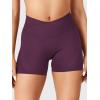 imageYEOREO Women Workout Gym Shorts Butt Lifting Invisible Scrunch 45quot Crossover Mid Rise Waistband Seamless Booty Biker ShortsBlack Cherry