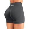 imageYEOREO Women Workout Gym Shorts Butt Lifting Invisible Scrunch 45quot Crossover Mid Rise Waistband Seamless Booty Biker ShortsDark Grey