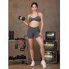 imageYEOREO Women Workout Gym Shorts Butt Lifting Invisible Scrunch 45quot Crossover Mid Rise Waistband Seamless Booty Biker ShortsDark Grey