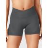 imageYEOREO Women Workout Gym Shorts Butt Lifting Invisible Scrunch 45quot Crossover Mid Rise Waistband Seamless Booty Biker ShortsDark Grey