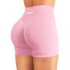 imageYEOREO Women Workout Gym Shorts Butt Lifting Invisible Scrunch 45quot Crossover Mid Rise Waistband Seamless Booty Biker ShortsPink
