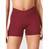 imageYEOREO Women Workout Gym Shorts Butt Lifting Invisible Scrunch 45quot Crossover Mid Rise Waistband Seamless Booty Biker ShortsScarlett Red