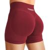 imageYEOREO Women Workout Gym Shorts Butt Lifting Invisible Scrunch 45quot Crossover Mid Rise Waistband Seamless Booty Biker ShortsScarlett Red