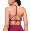 imageYEOREO TBack Strappy Workout Sports Bra Adjustable Gym Spaghetti Backless Yoga Bra for WomenDeep Berry
