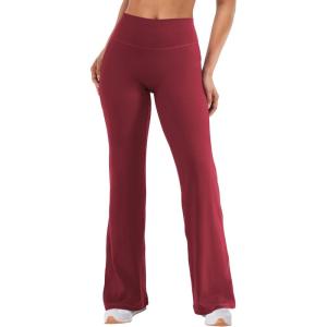 imageYEOREO Straight Leggings with Pockets for Women No Front Seam Workout Leggings High Waist Wide Leg Yoga Pants  29quot 315quotAnchor Red